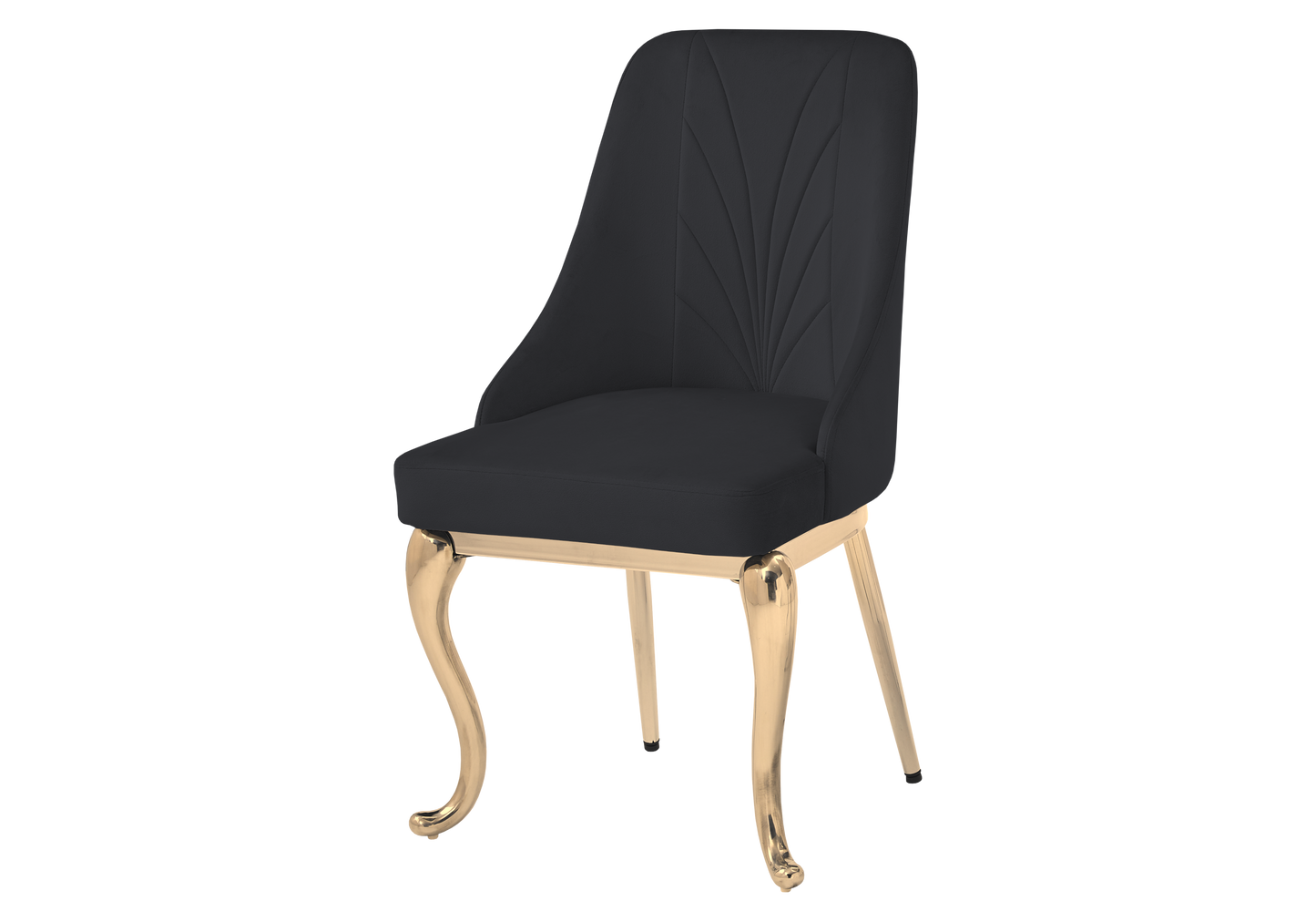 Chaises baroques velours noir anneau doré - Nina x2