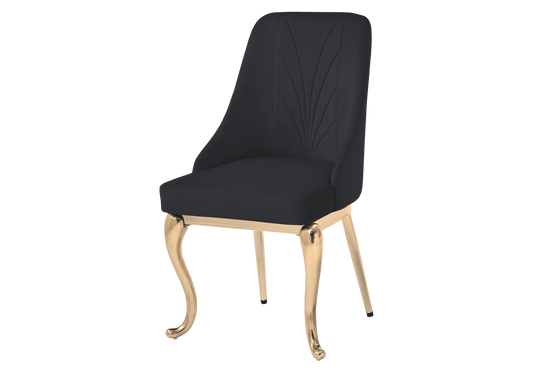 Chaises baroques velours noir anneau doré - Nina x2