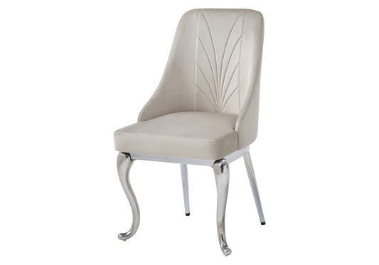 Chaises baroques velours taupe anneau argenté - Nina x2