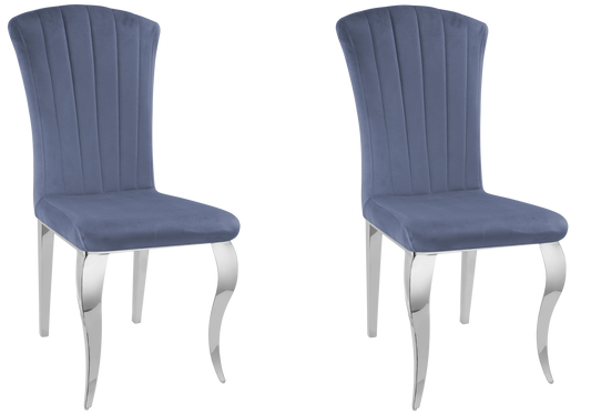 Chaises en velours argent pieds argentés – NOVA (lot de 6)