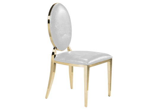 Chaises médaillon croco blanc doré – Neo x4