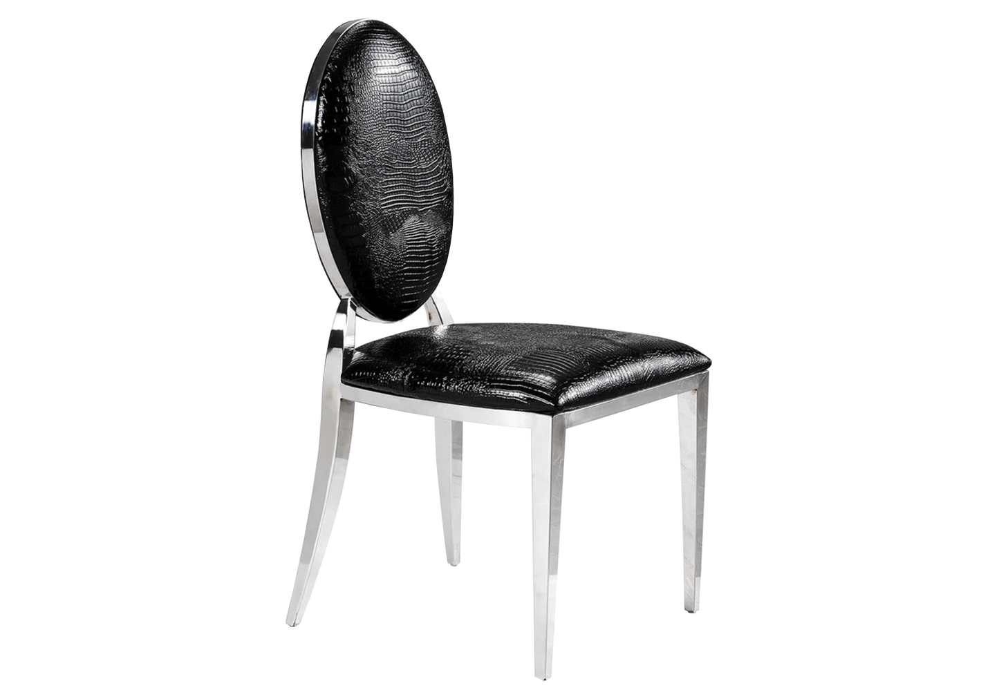 Chaises médaillon croco noir argent – Neo x4
