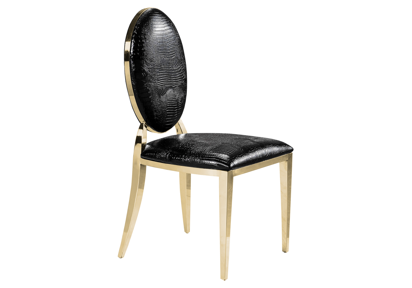 Chaises médaillon croco noir doré – Neo x4