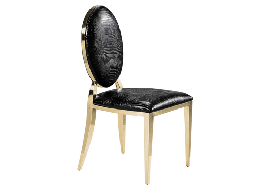Chaises médaillon croco noir doré – Neo x4