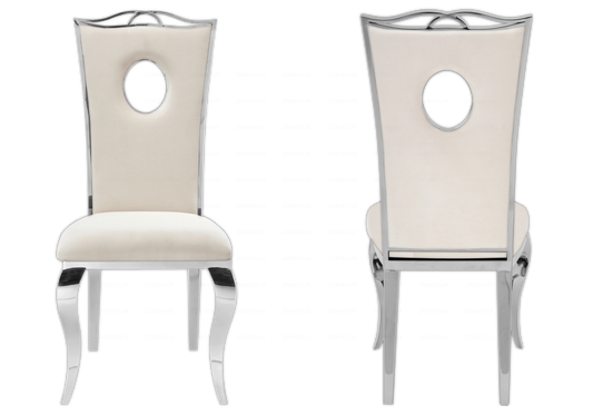 Chaises velours beige design argent – PIA (lot de 4)