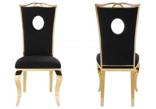 Chaises velours noir design doré – PIA (lot de 4)