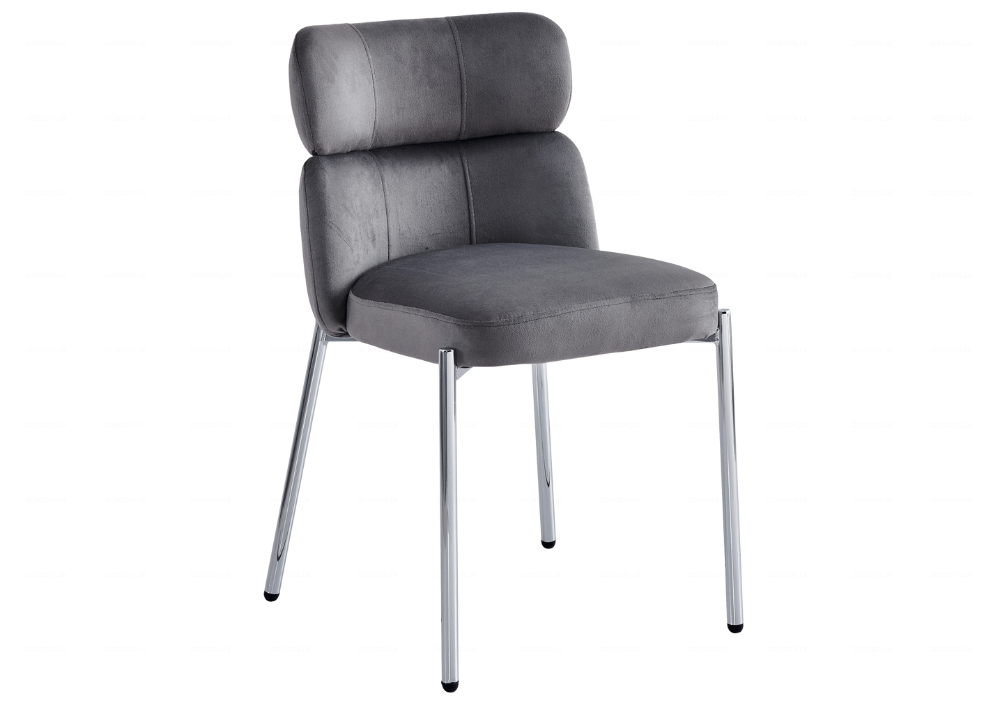 Chaises Velours Gris Pieds Argentés NORA – Lot de 4