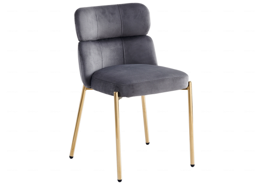 Chaises Velours Gris Pieds Dorés NORA – Lot de 4