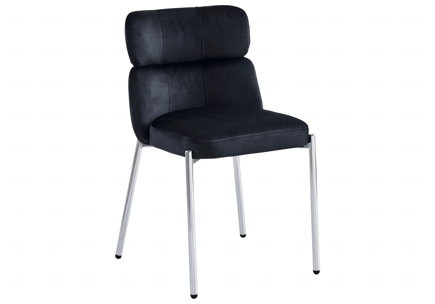 Chaises Velours Noir Pieds Argentés NORA – Lot de 4