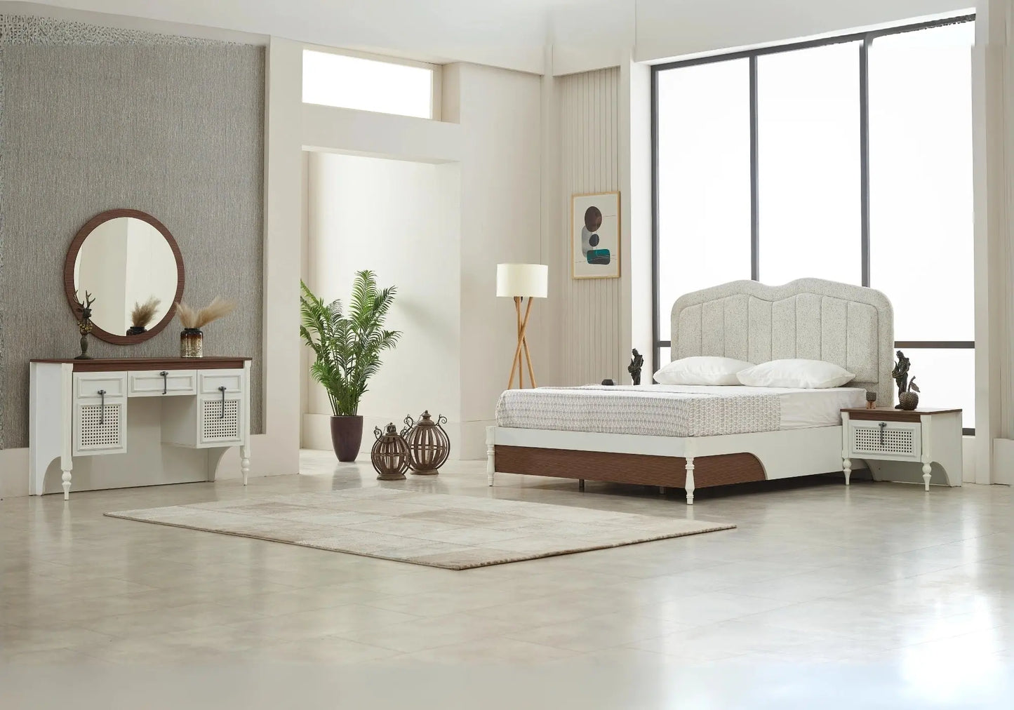 Chambre à coucher en bois crème SUIT Slims Mobilya