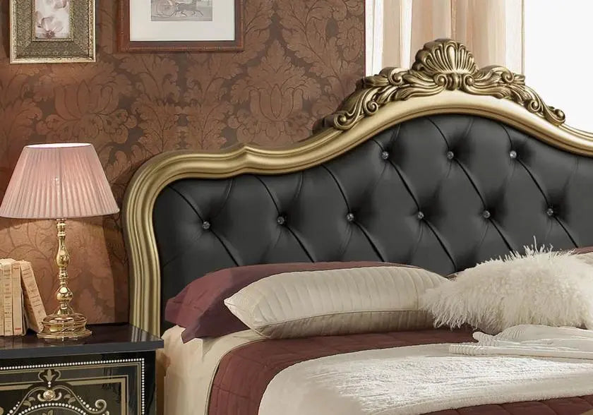 Chambre baroque laqué capitonné noir doré ALICE Italian TM