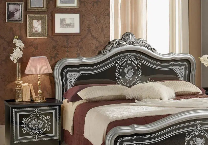 Chambre baroque laqué noir argent ALICE Italian TM