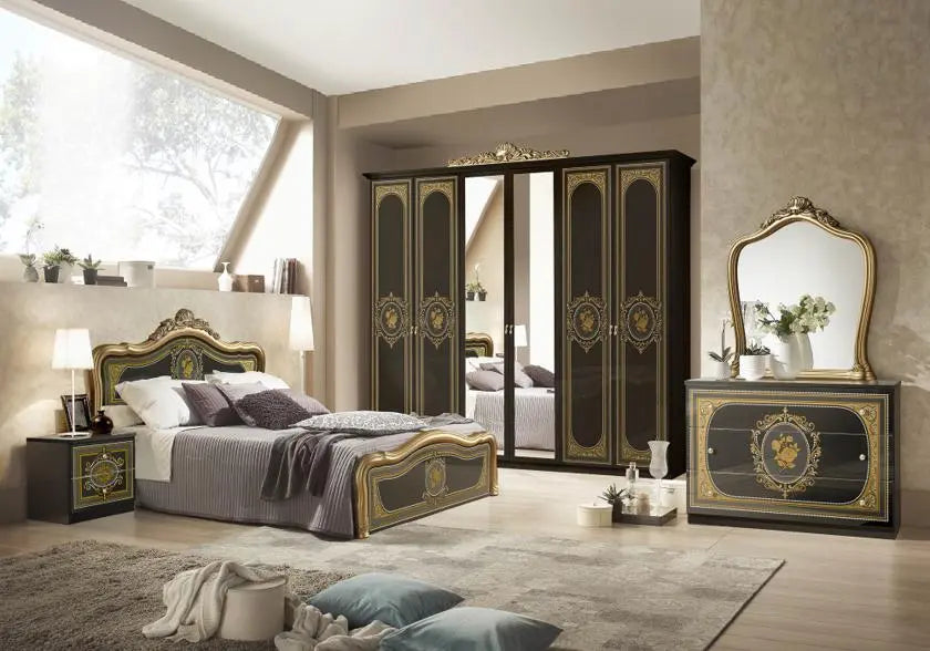 Chambre baroque laqué noir doré ALICE Italian TM