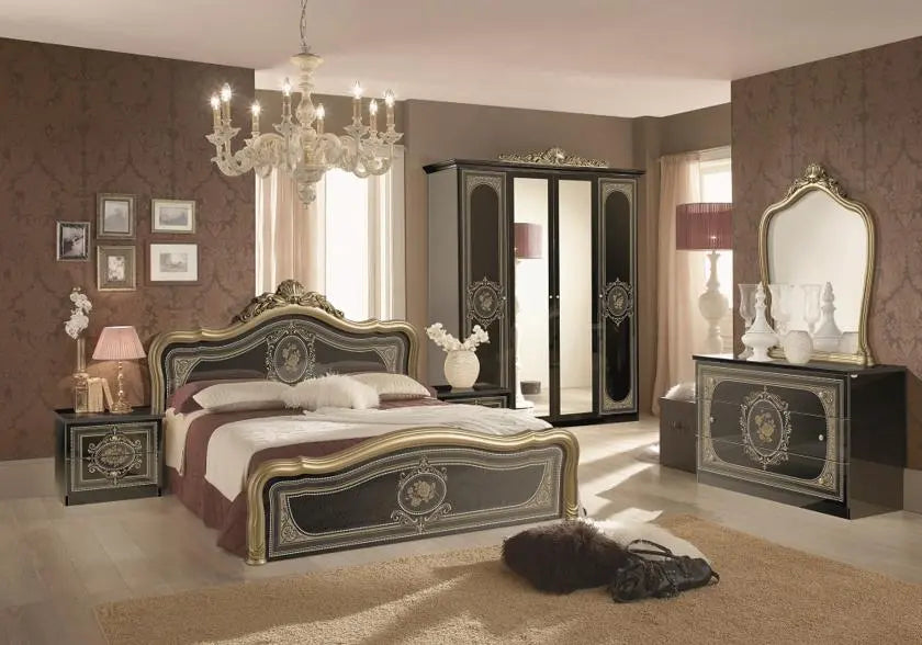 Chambre baroque laqué noir doré ALICE Italian TM