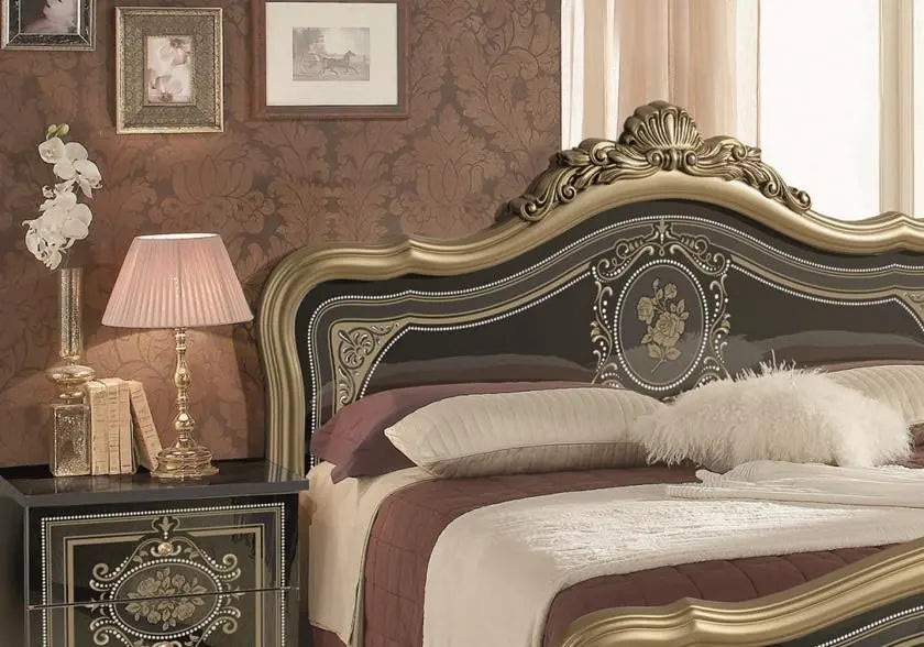 Chambre baroque laqué noir doré ALICE Italian TM