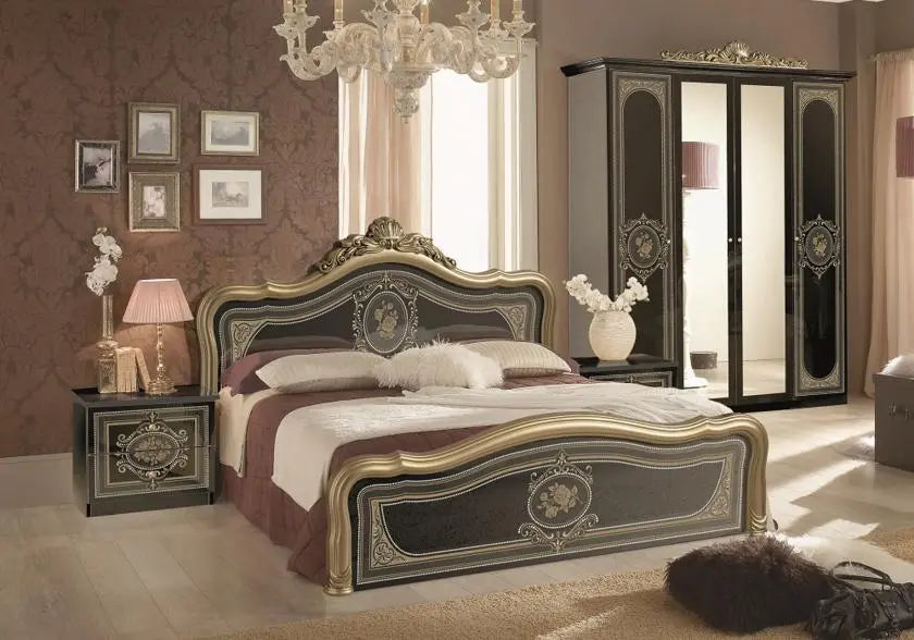 Chambre baroque laqué noir doré ALICE Italian TM