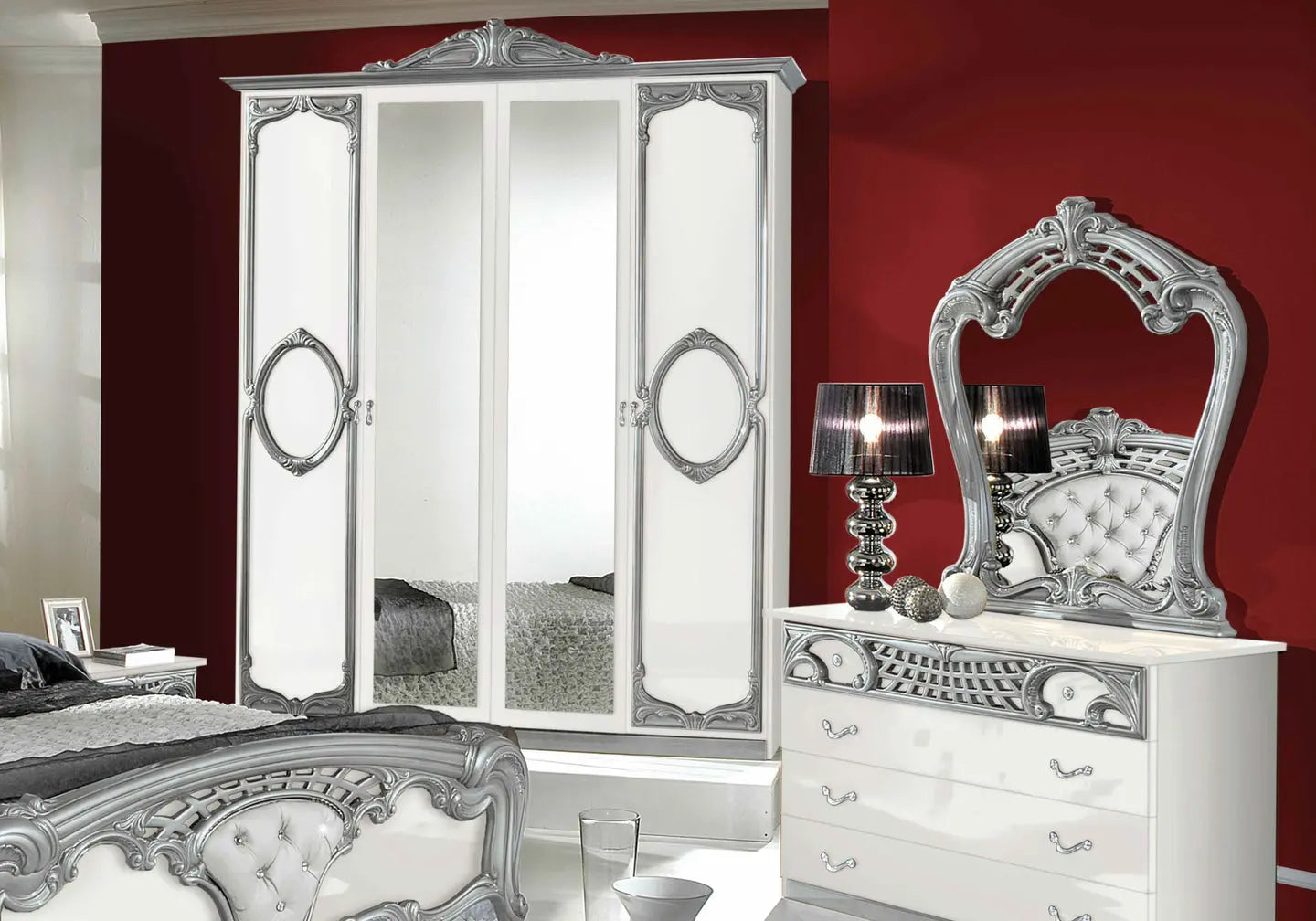 Chambre capitonné blanc argent SIBILLA Italian TL