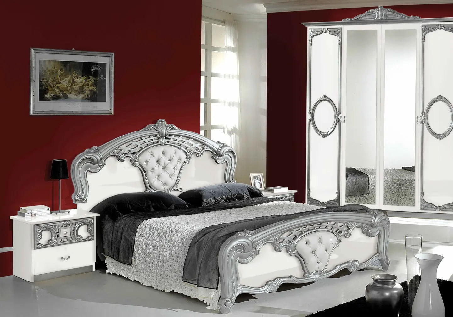 Chambre capitonné blanc argent SIBILLA Italian TL