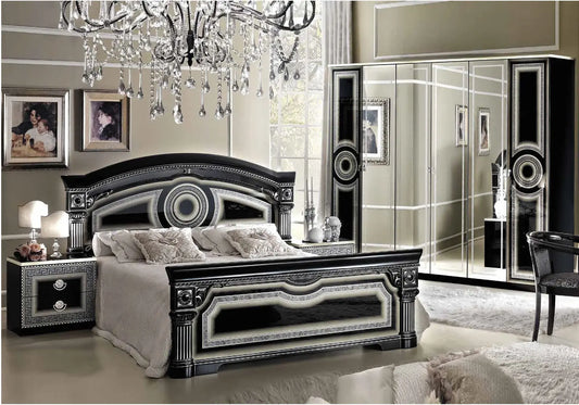 Chambre complète baroque laqué noir argent ALLA CG Italy