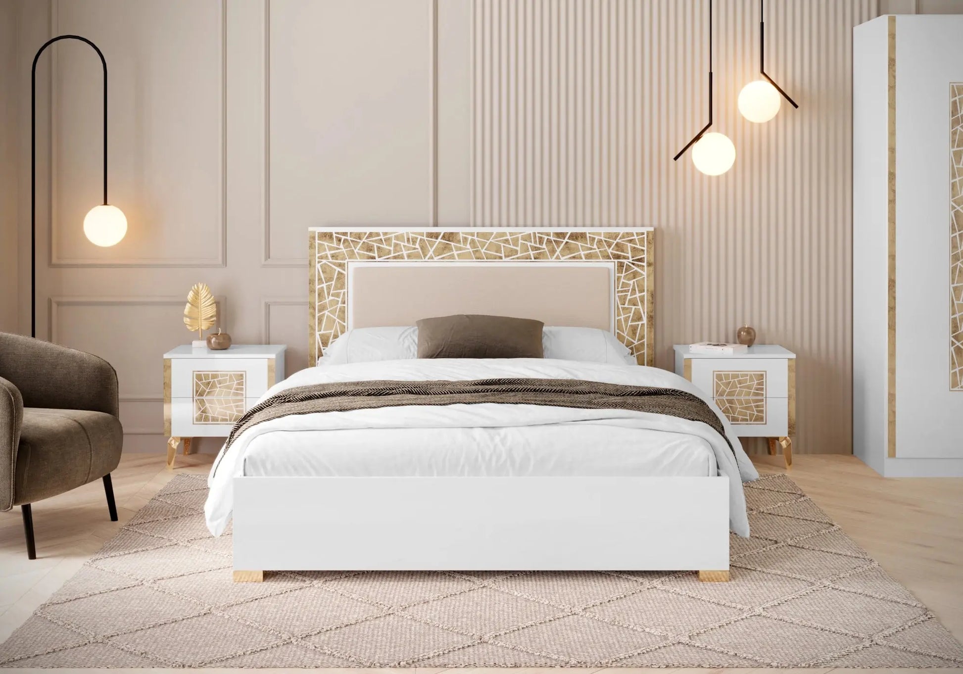 Chambre complète blanc doré STELLA Italian TL