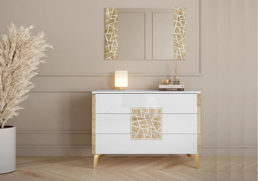 Chambre complète blanc doré STELLA