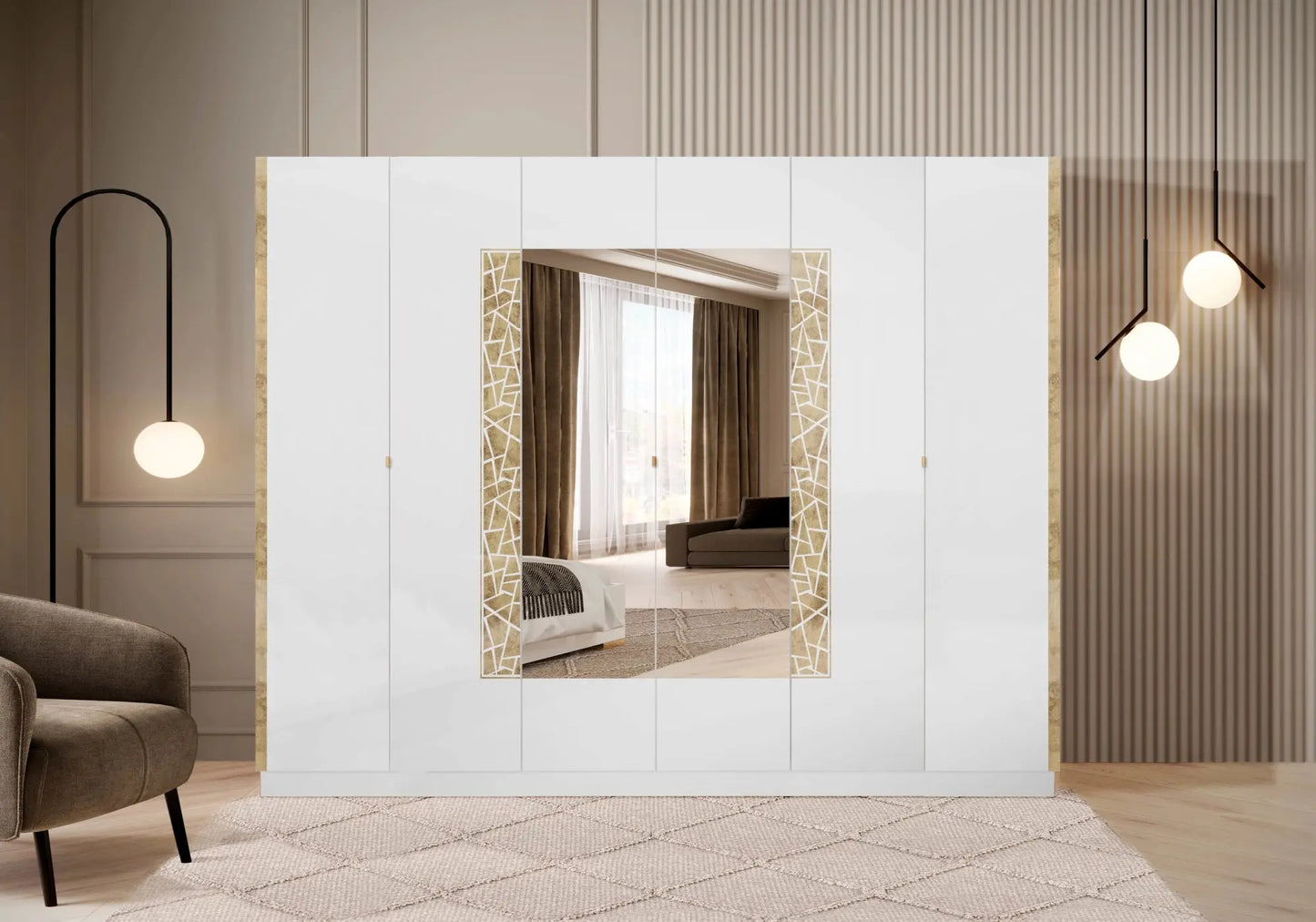 Chambre complète blanc doré STELLA Italian TL