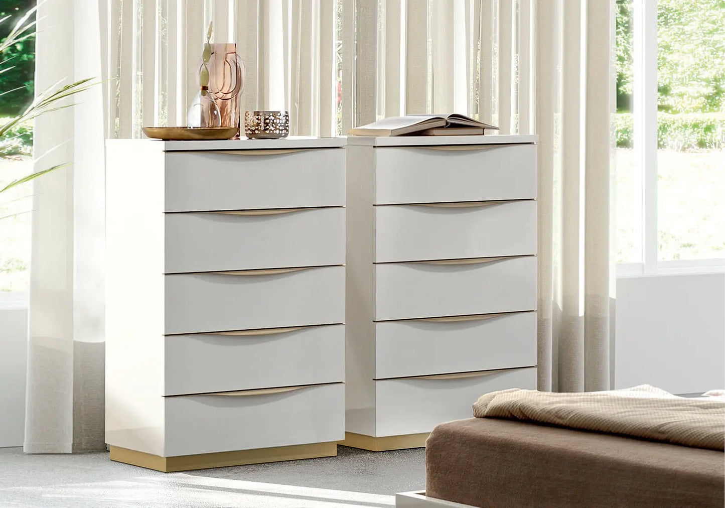 Chambre complète capitonné laquée blanc XENA CG Italy