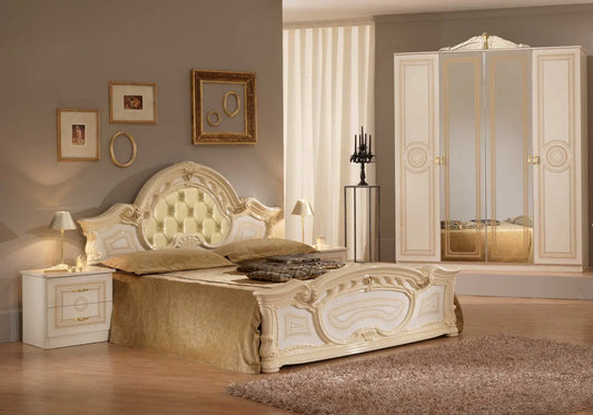 Chambre complète capitonnée laquée beige LOIS Made in Italy