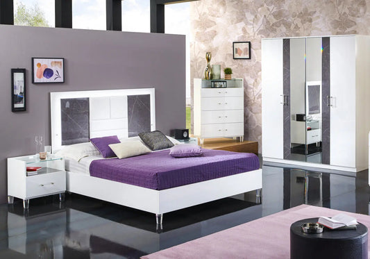 Chambre complète capitonnée laquée blanc WİLLA Made in Italy