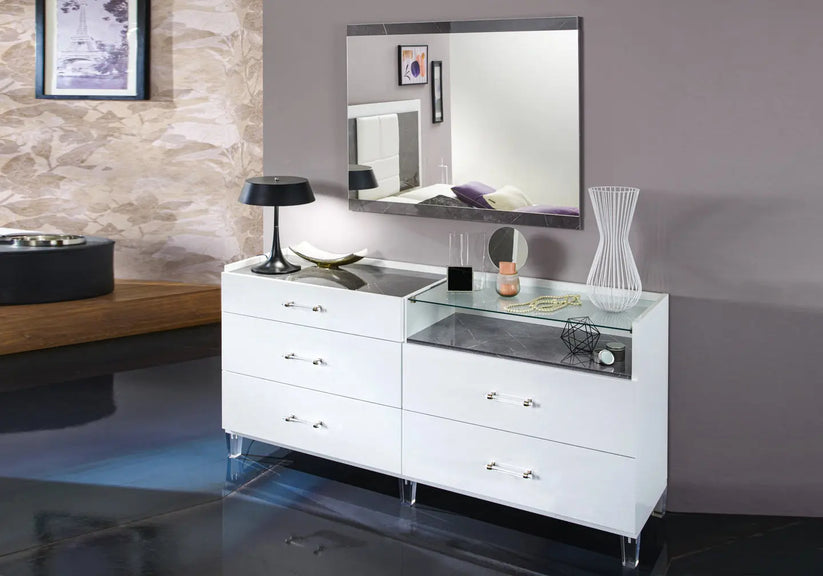 Chambre complète capitonnée laquée blanc WILLA