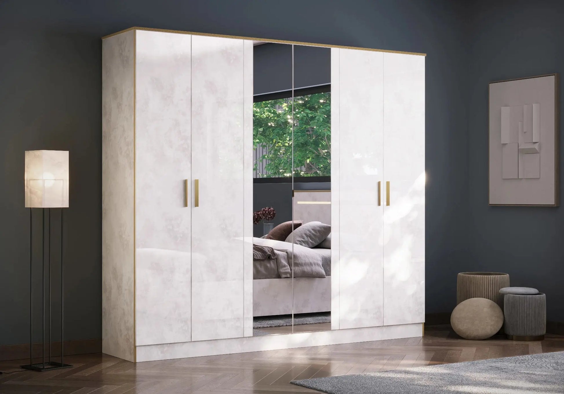 Chambre complète laqué beige NEOMI Italian TL