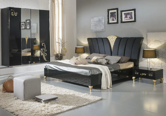 Chambre complète laquée or noir ROSA Made in Italy