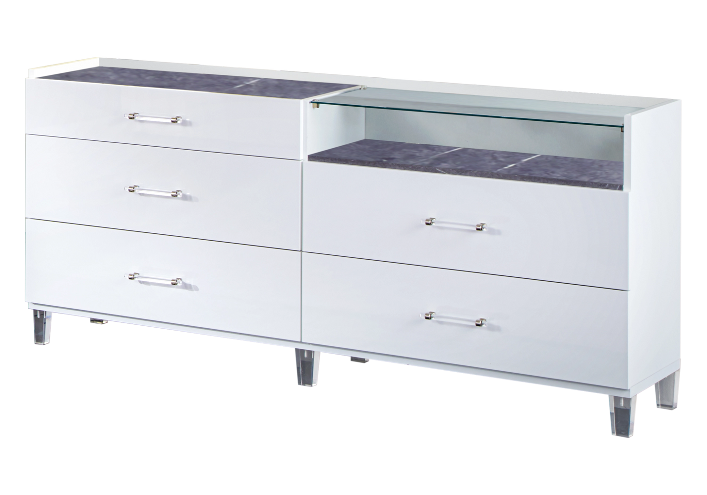 Chambre complète marbre gris capitonnée – CRISTAL