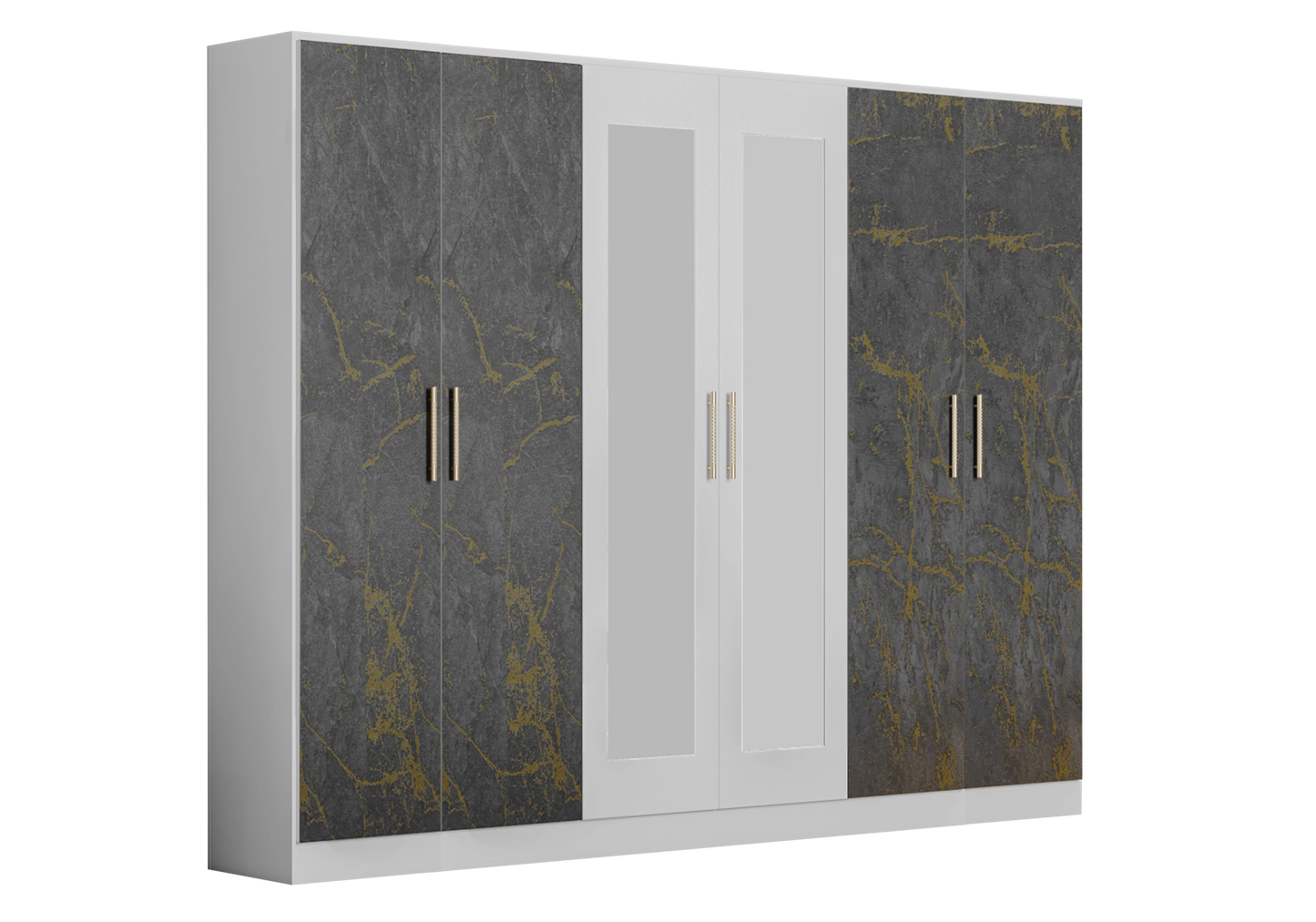 Chambre complète marbre gris doré LED – AMIRA