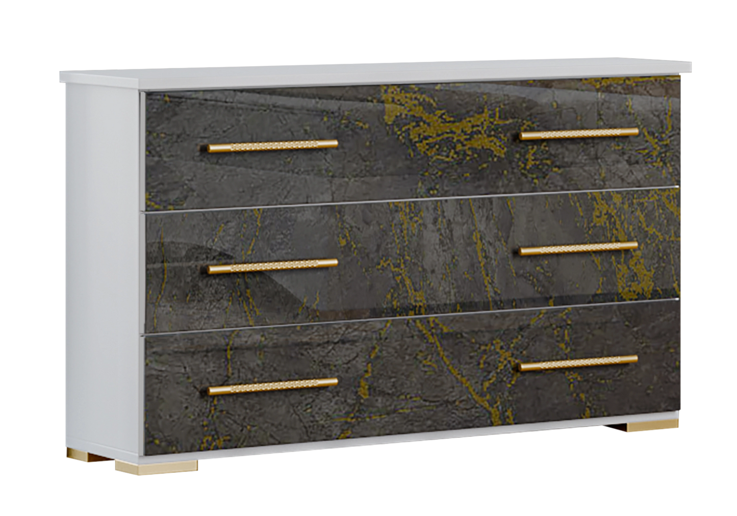 Chambre complète marbre gris doré LED – AMIRA