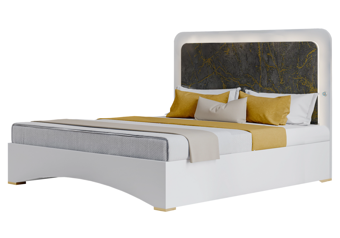 Chambre complète marbre gris doré LED – AMIRA