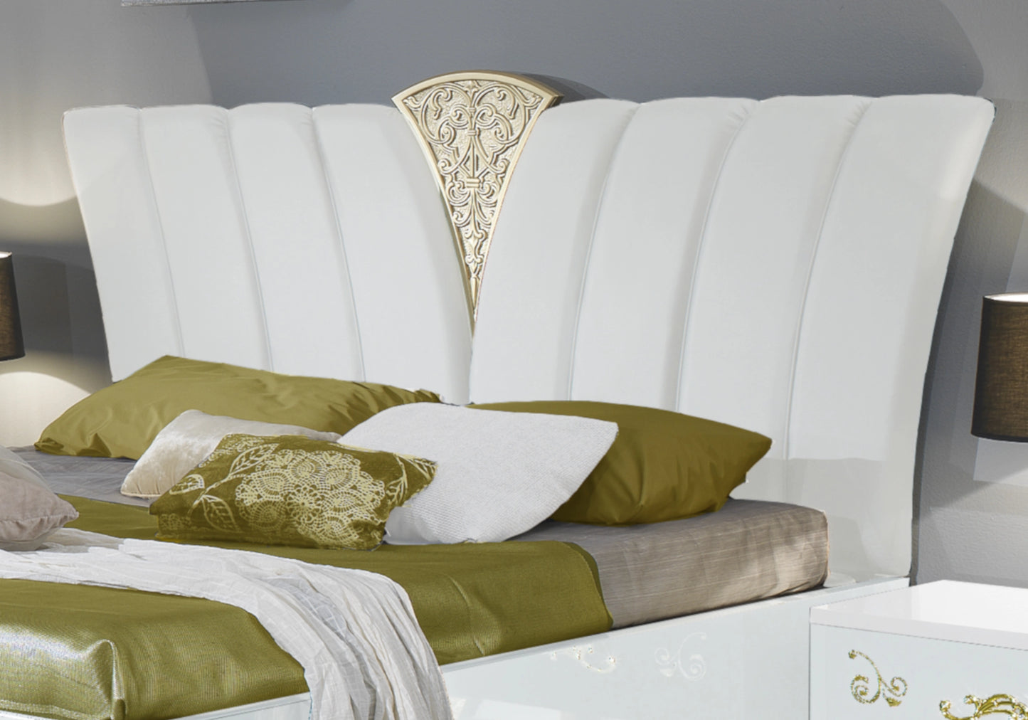 Chambre complète baroque laquée blanc doré - ROSA