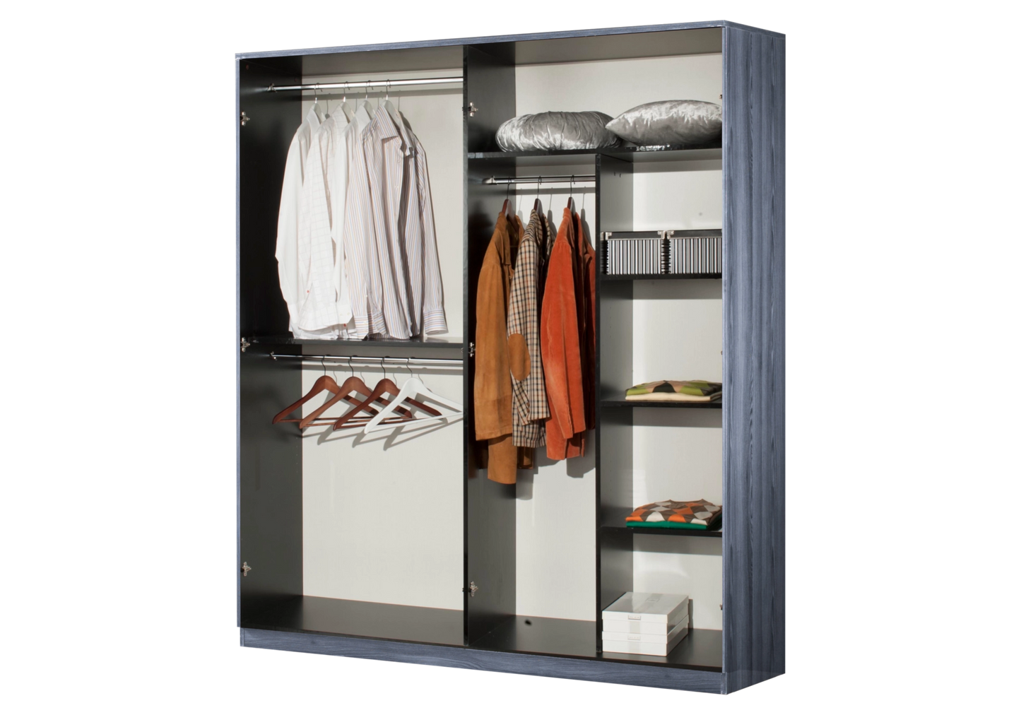 Chambre complète bois gris laqué design - ORION