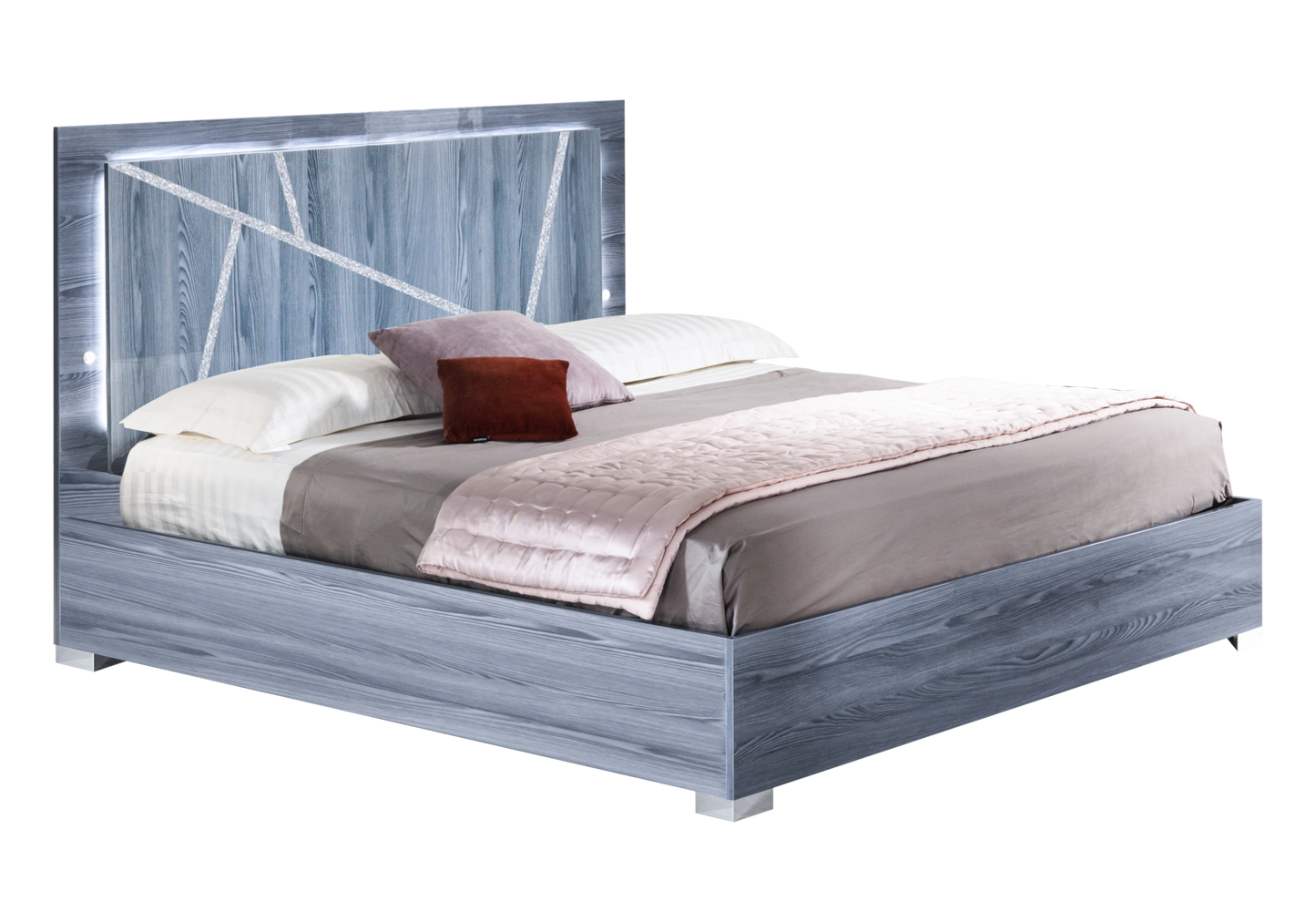 Chambre complète bois gris laqué design - ORION