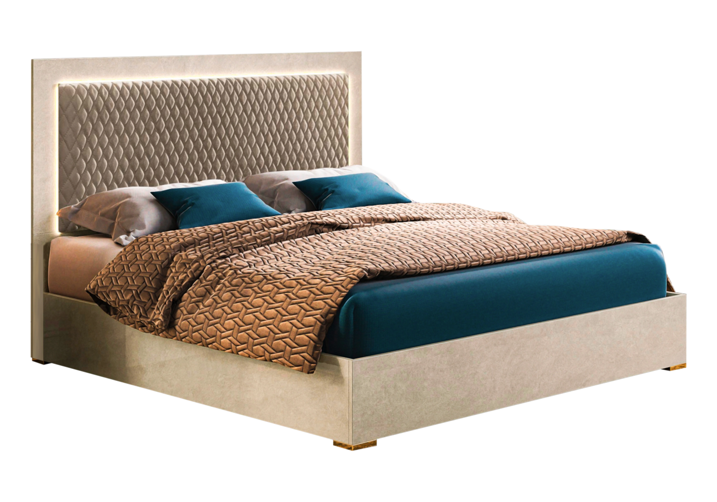 Chambre complète capitonnée marbre beige – LUNA