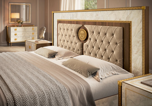 Chambre lit capitonné commode et chiffonnier - Romantica