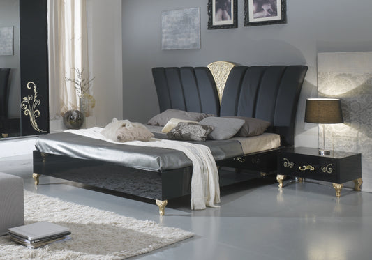 Chambre complète baroque laquée noir doré - ROSA