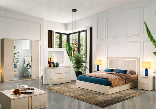 Chambre complète design marbre beige – LUNA