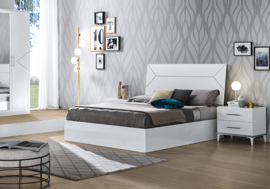 Chambre complète laquée blanche et argentée - NOX