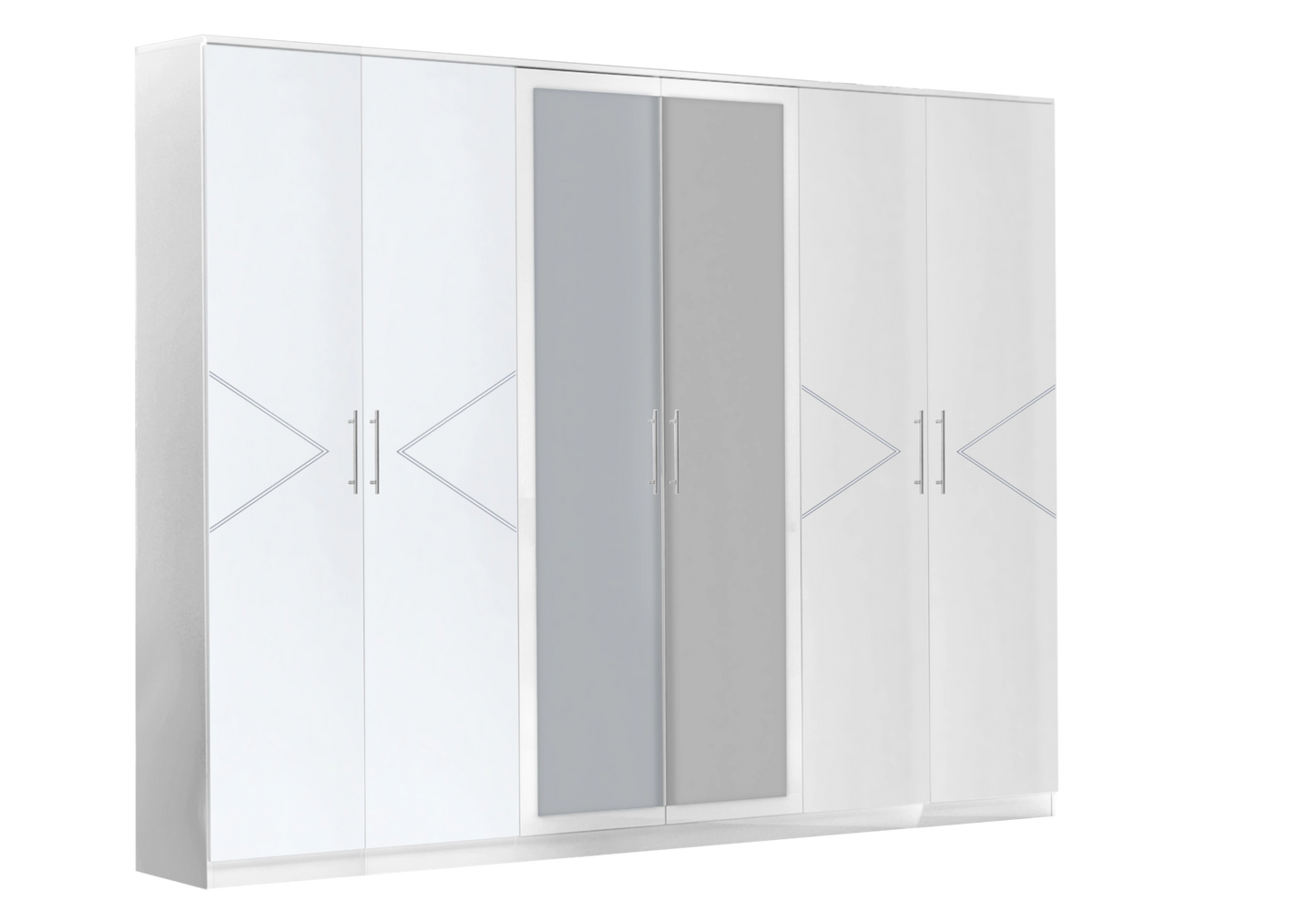 Chambre complète laquée blanche et argentée - NOX