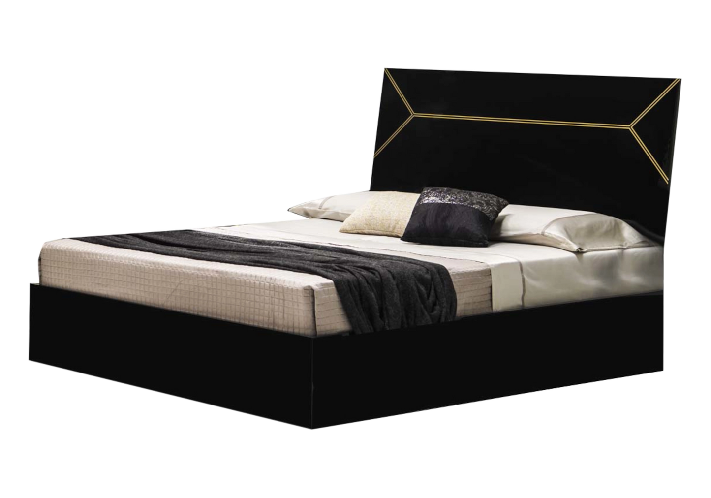 Chambre complète laquée noire et dorée - NOX