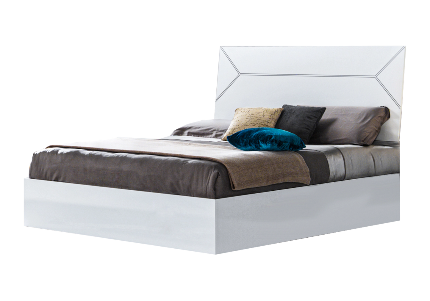 Chambre complète laquée blanche et argentée - NOX