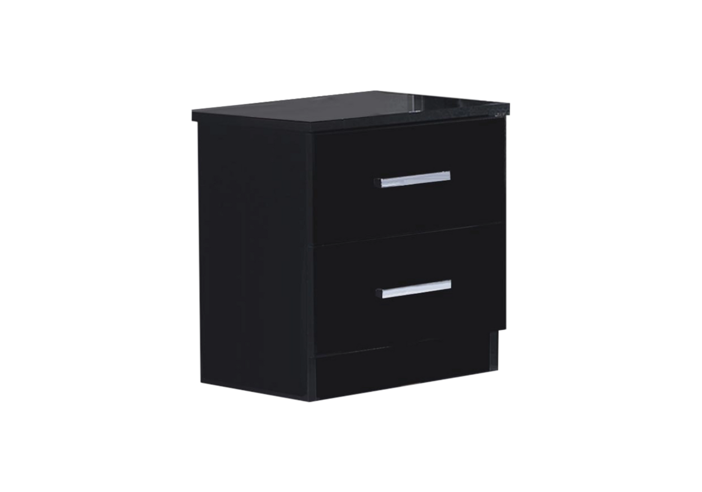 Chambre complète noire laquée capitonnée LED - LUCIA