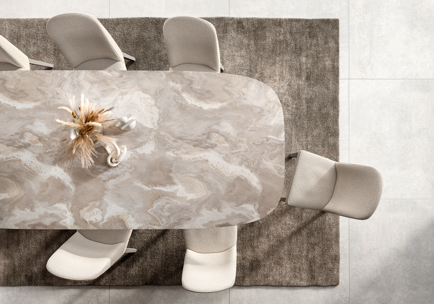 Chaise design italien en tissu bouclé – Dune