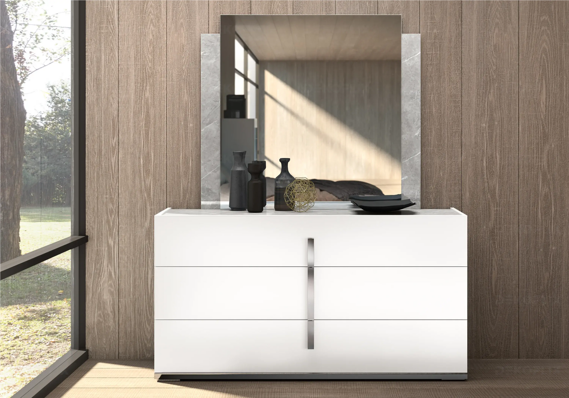 Commode Blanche Effet Marbre – Modèle Mara Design DEKOFLIX